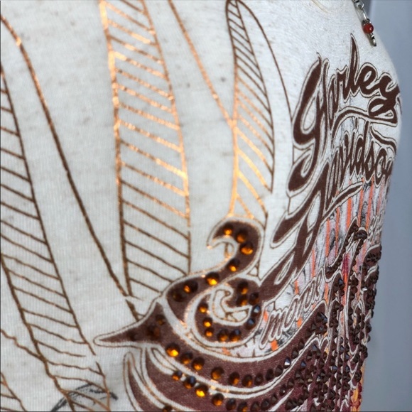 Harley Davidson Embellished T-shirt Top - Picture 7 of 8